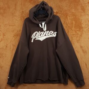 PAPER PLANES Hoodie Mens XXL Brown Sweatshirt Sherpa Logo $148